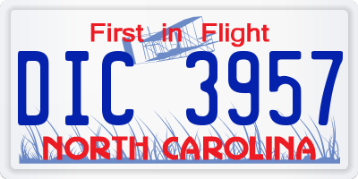 NC license plate DIC3957