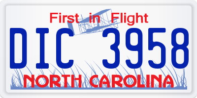 NC license plate DIC3958
