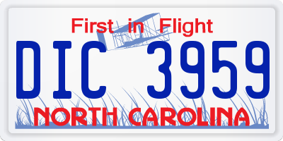 NC license plate DIC3959