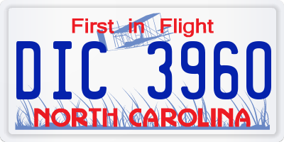 NC license plate DIC3960