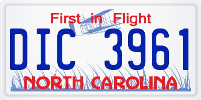 NC license plate DIC3961