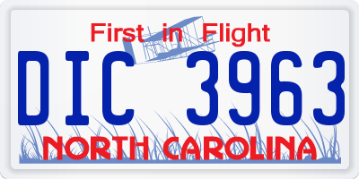 NC license plate DIC3963
