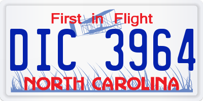 NC license plate DIC3964