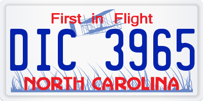 NC license plate DIC3965