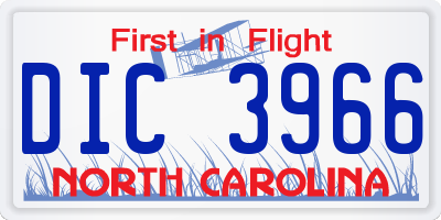 NC license plate DIC3966