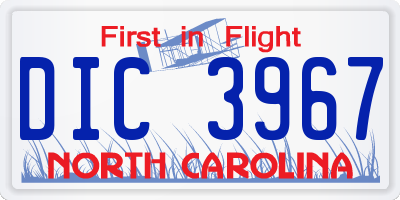 NC license plate DIC3967
