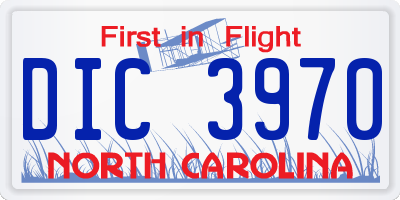 NC license plate DIC3970