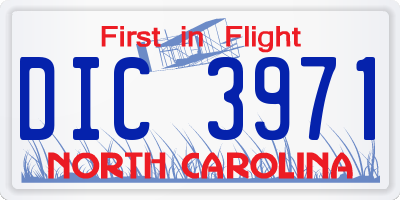 NC license plate DIC3971