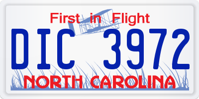 NC license plate DIC3972