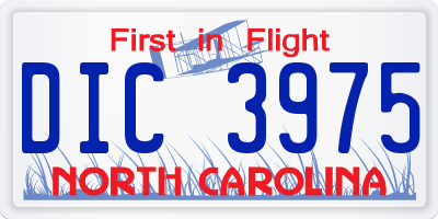 NC license plate DIC3975
