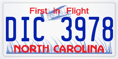 NC license plate DIC3978