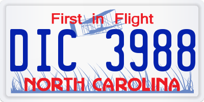 NC license plate DIC3988