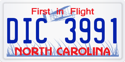 NC license plate DIC3991