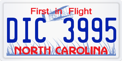 NC license plate DIC3995