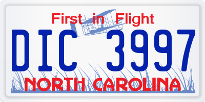 NC license plate DIC3997