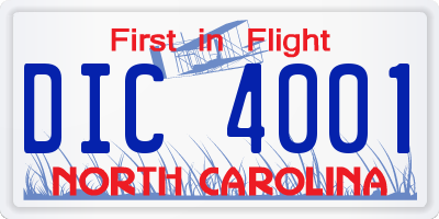 NC license plate DIC4001