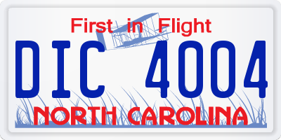 NC license plate DIC4004