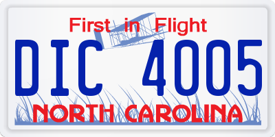NC license plate DIC4005