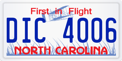 NC license plate DIC4006