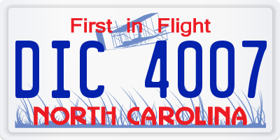 NC license plate DIC4007