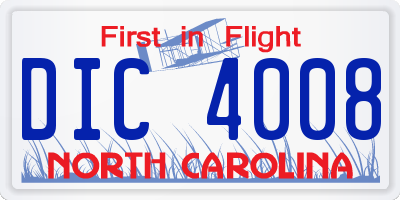 NC license plate DIC4008