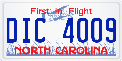 NC license plate DIC4009