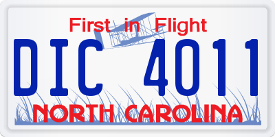 NC license plate DIC4011