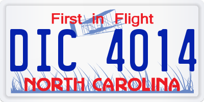 NC license plate DIC4014