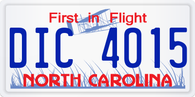 NC license plate DIC4015