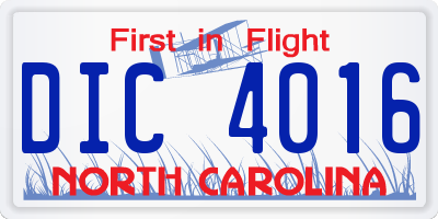 NC license plate DIC4016