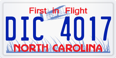 NC license plate DIC4017