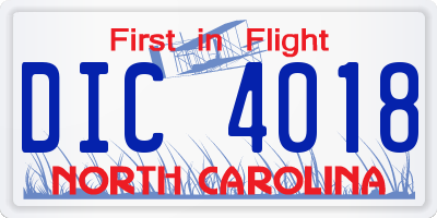 NC license plate DIC4018