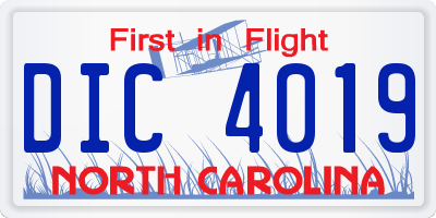 NC license plate DIC4019