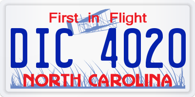NC license plate DIC4020