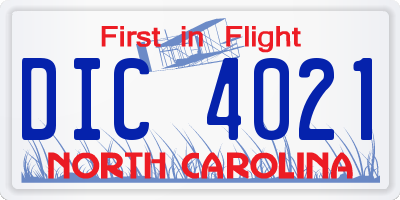 NC license plate DIC4021