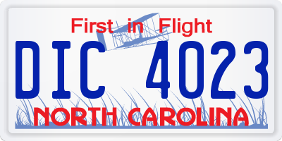 NC license plate DIC4023