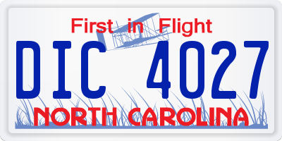 NC license plate DIC4027