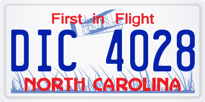 NC license plate DIC4028
