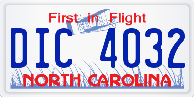NC license plate DIC4032