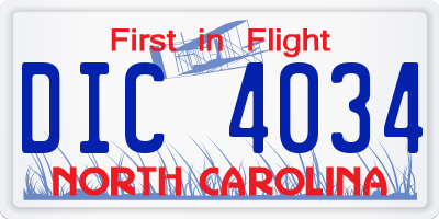 NC license plate DIC4034