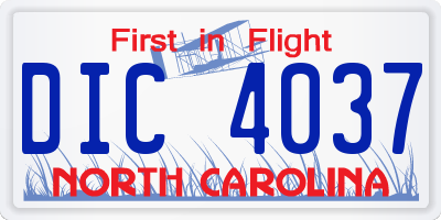 NC license plate DIC4037
