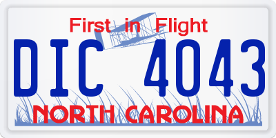 NC license plate DIC4043