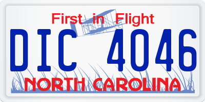 NC license plate DIC4046