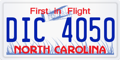 NC license plate DIC4050