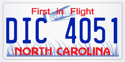 NC license plate DIC4051