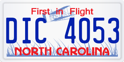 NC license plate DIC4053