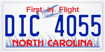 NC license plate DIC4055