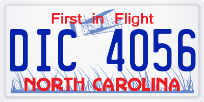 NC license plate DIC4056