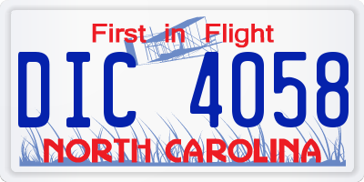NC license plate DIC4058