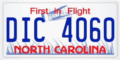 NC license plate DIC4060